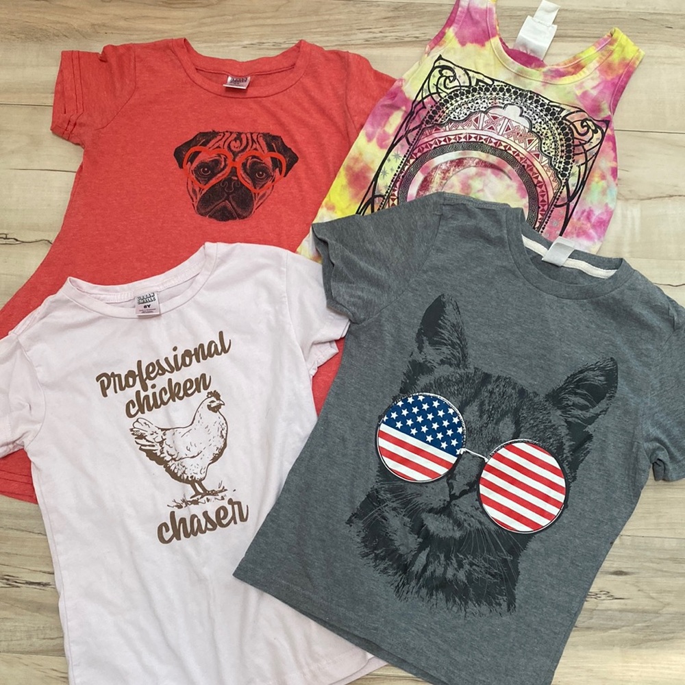 Girls Shirt Bundle Size Small. Bundle of 4 great Graphic Tees.